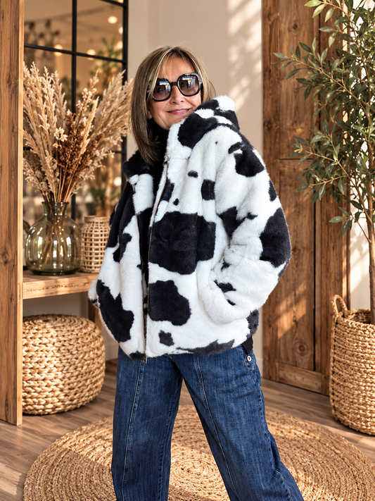 Veste fausse fourrure cow