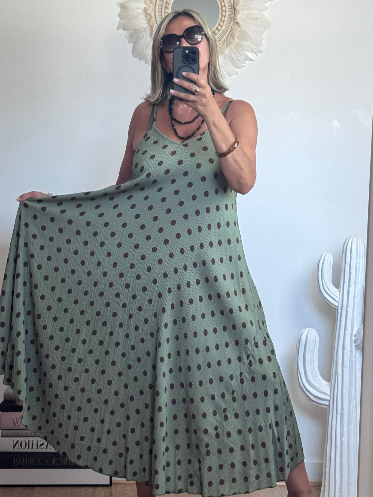 Robe Louna kaki pois marron