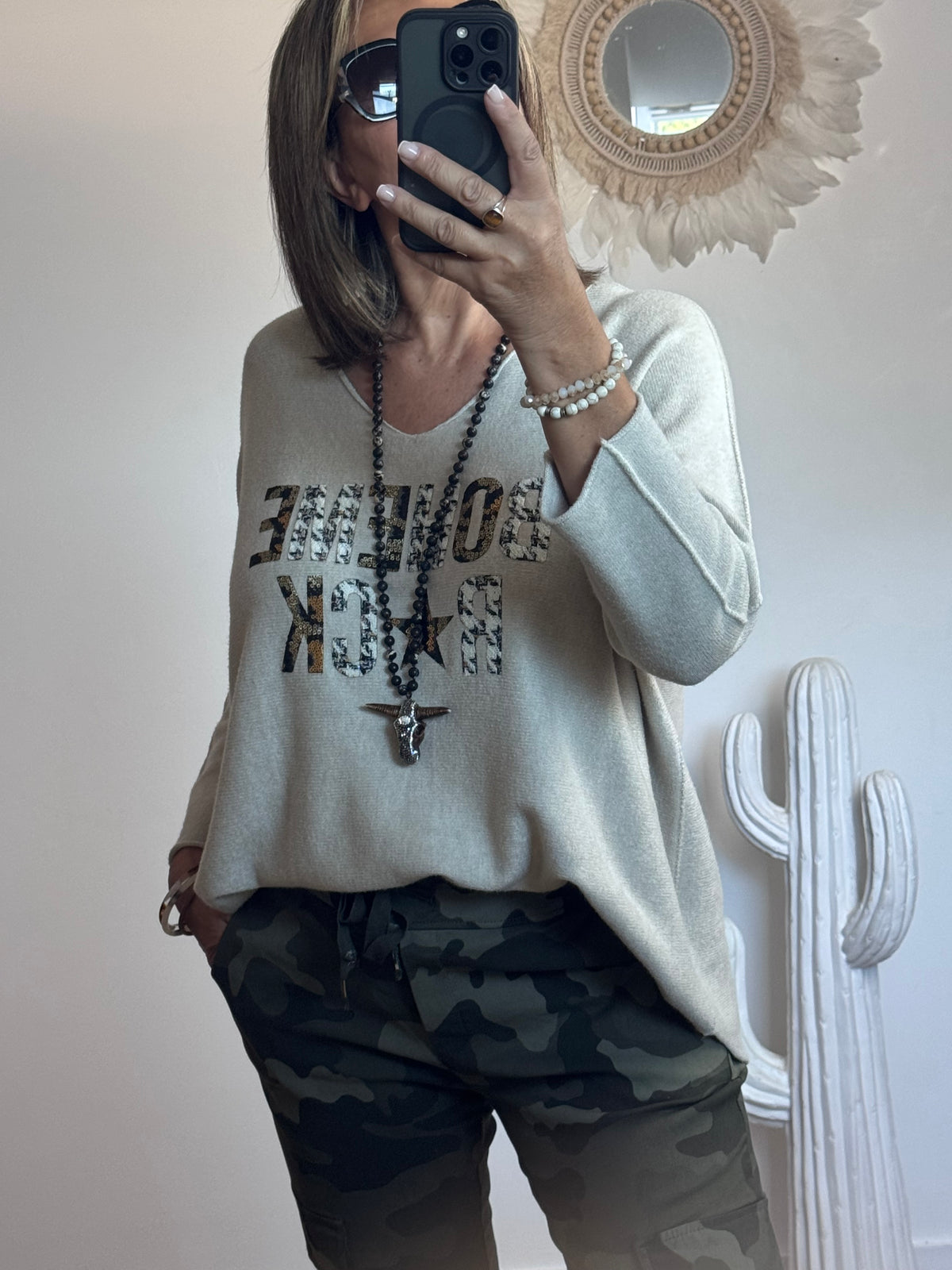 Pull bohème rock beige TU 42/50