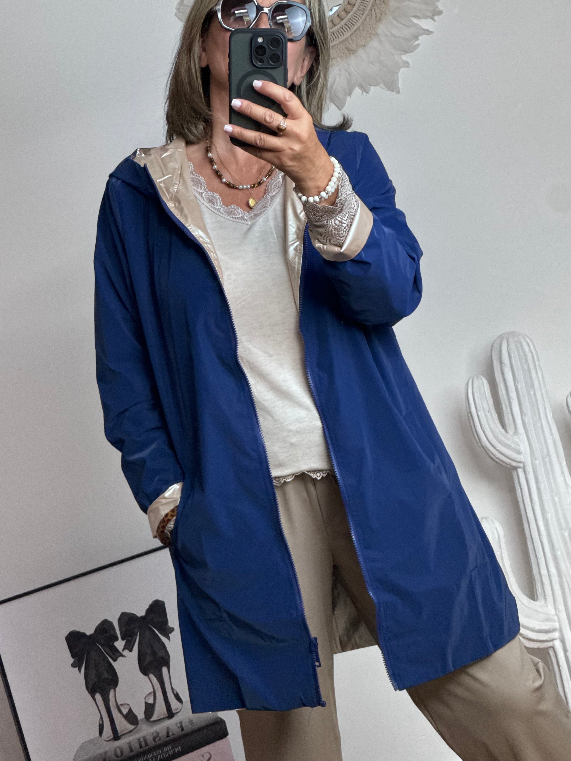 Veste coupe vent réversible marine /dorée