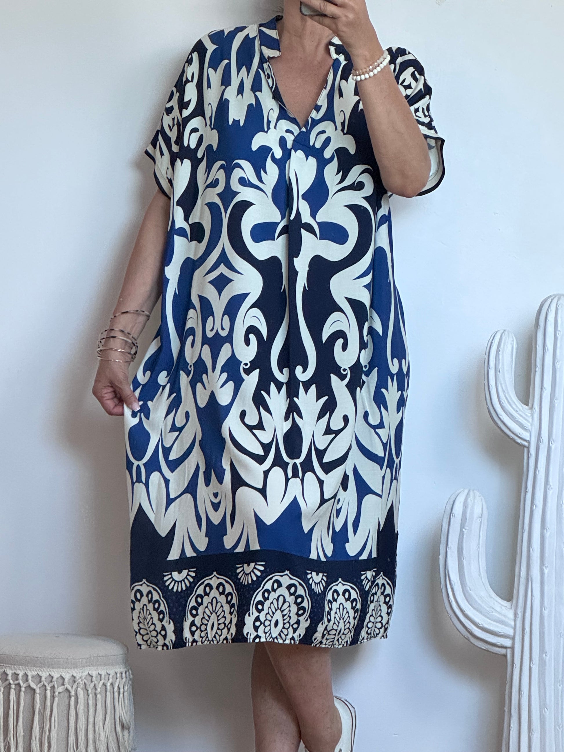 Robe fluide arabesque marine TU 40/48