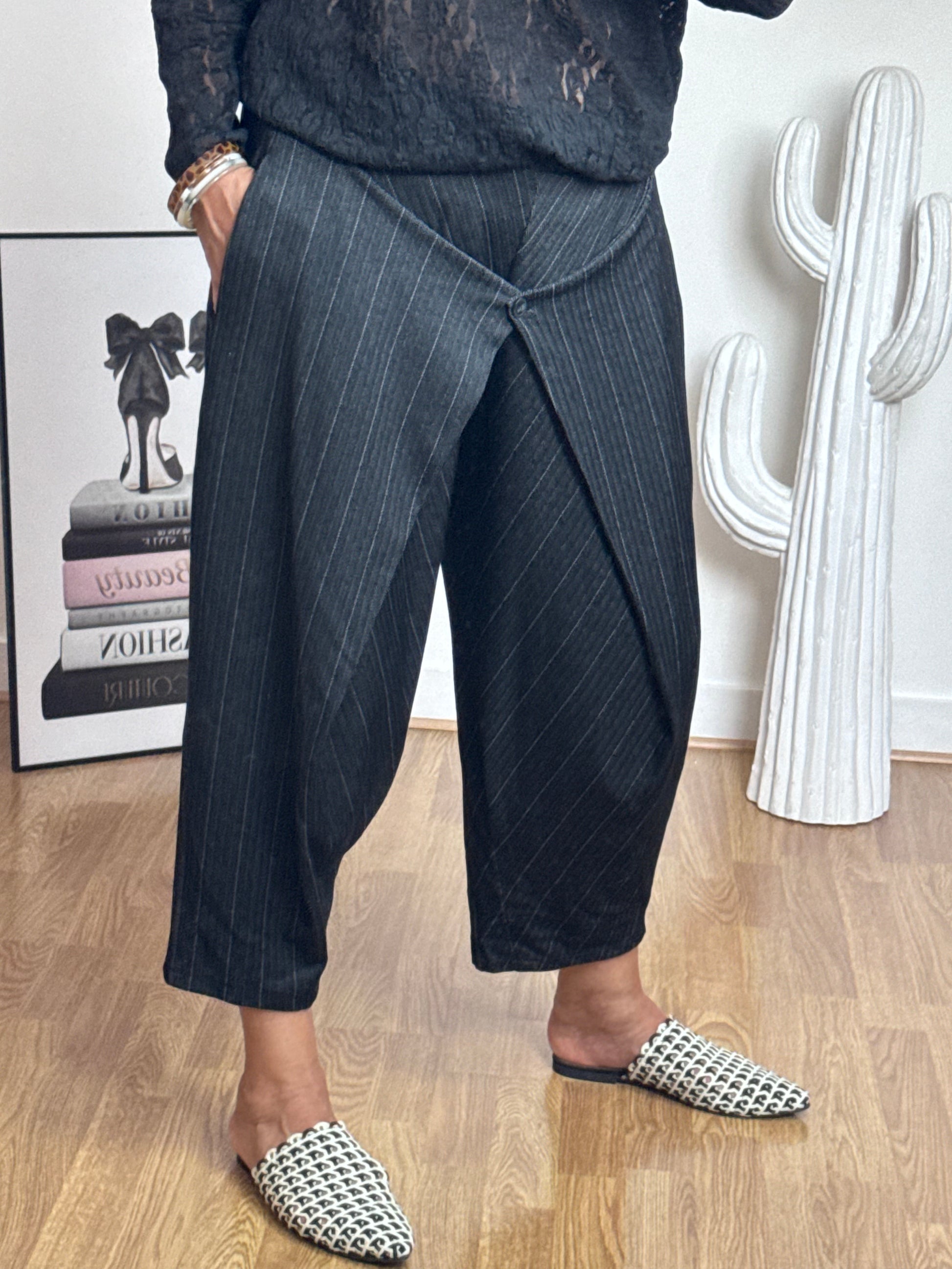 Pantalon Alan noir fines rayures TU 38/48