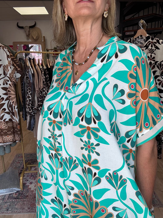 Robe Emma version longue turquoise TU 40/48