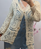 Gilet long crochet beige TU 38/44