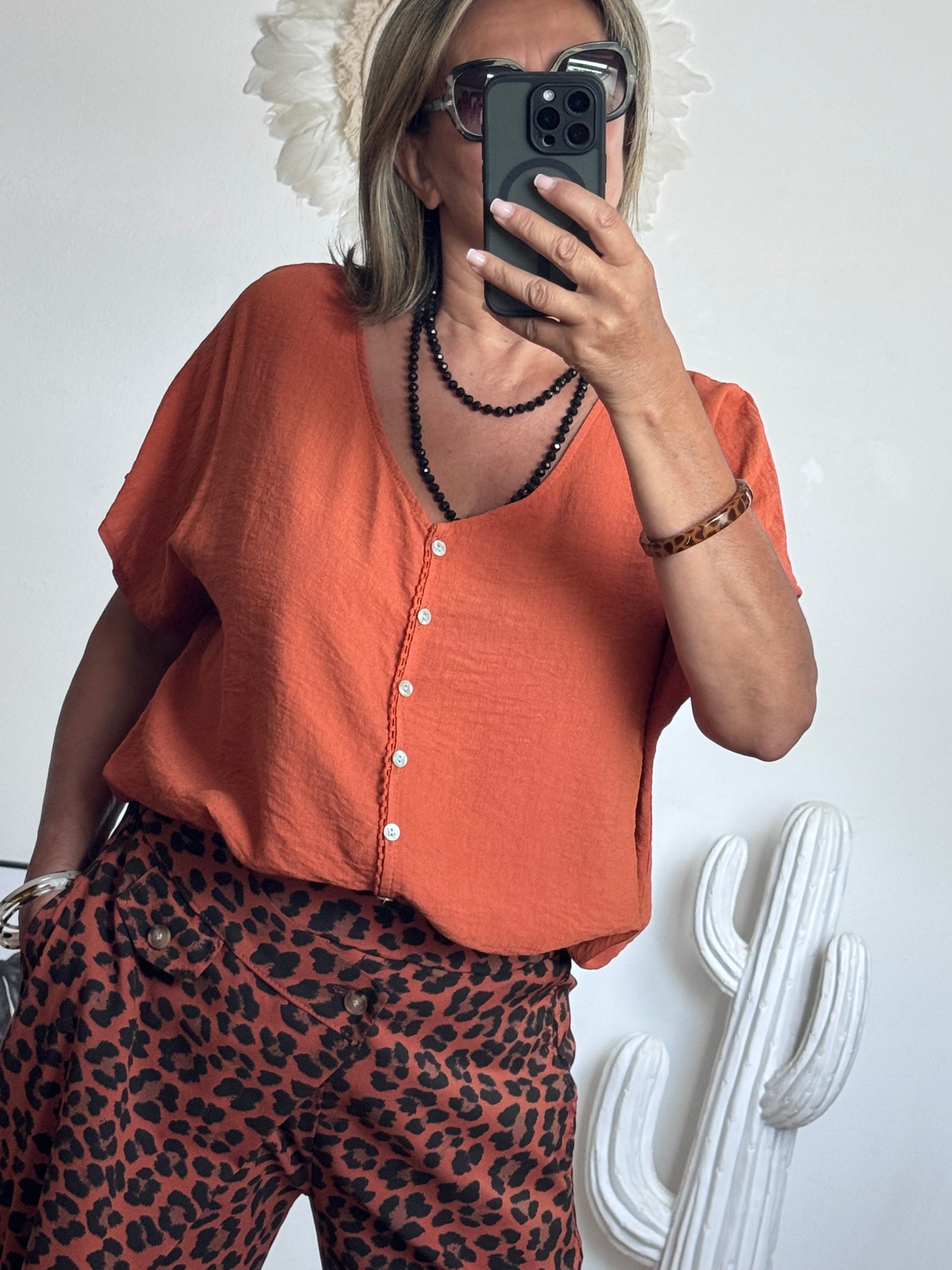 Blouse jolie forme terracotta