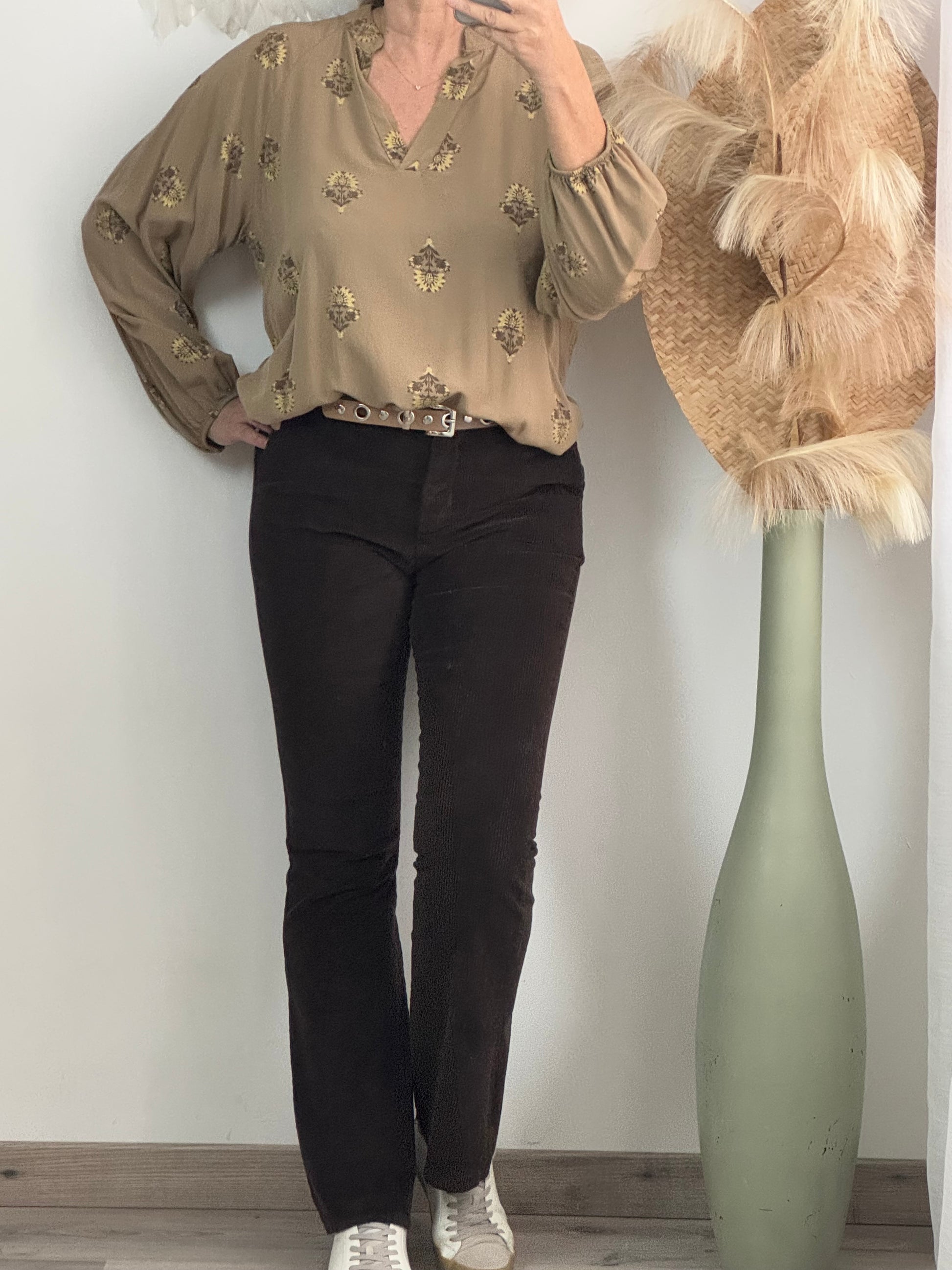 Pantalon flare velours chocolat