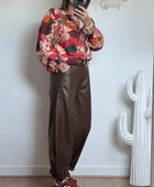 Pantalon barrel similicuir marron TU 38/46