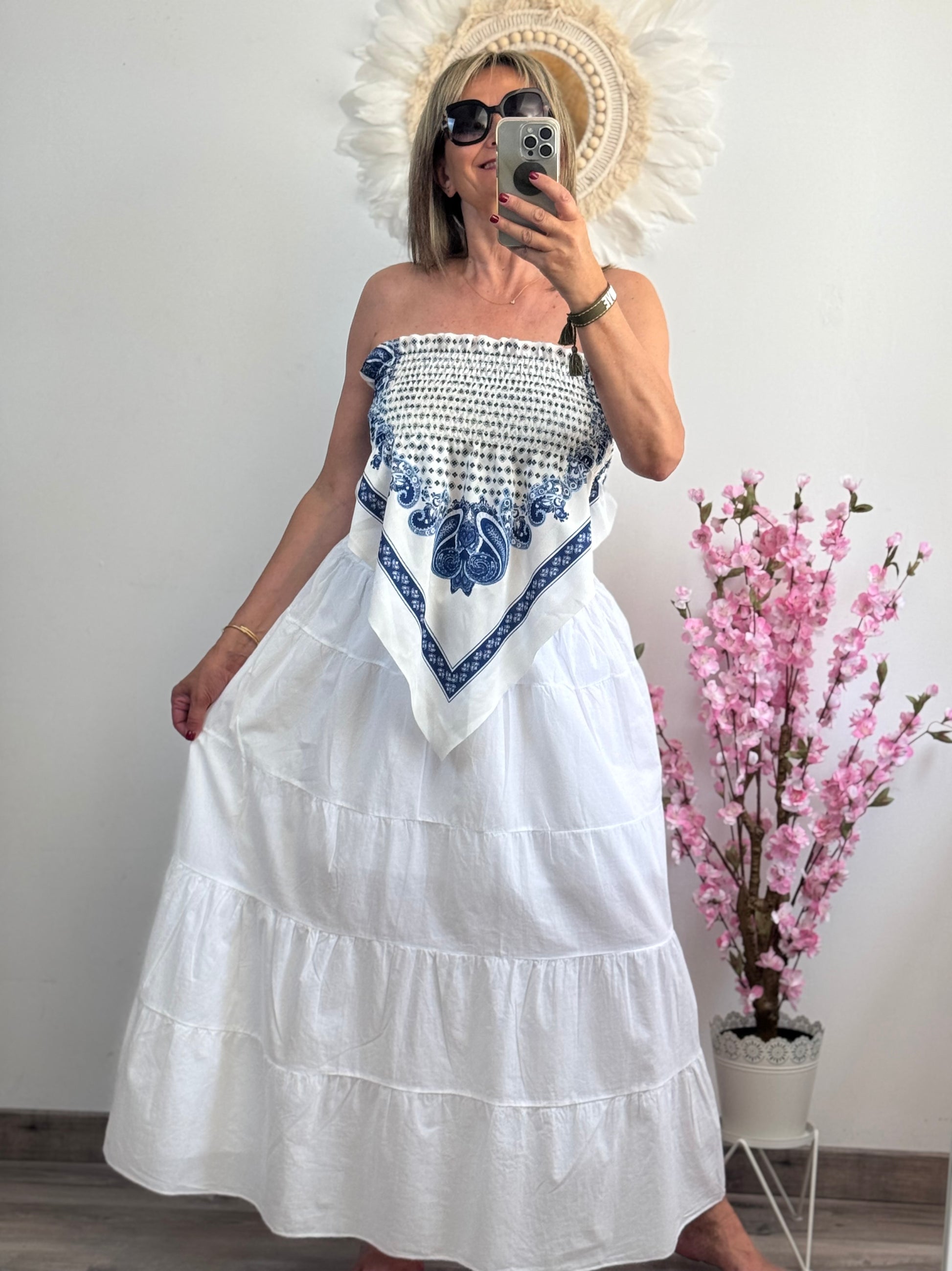 Jupe longue bohème blanche