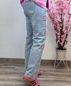 Jean Wide Leg brodé fleurs