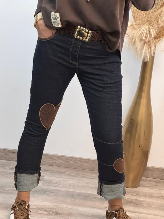 Jean bleu foncé cœurs