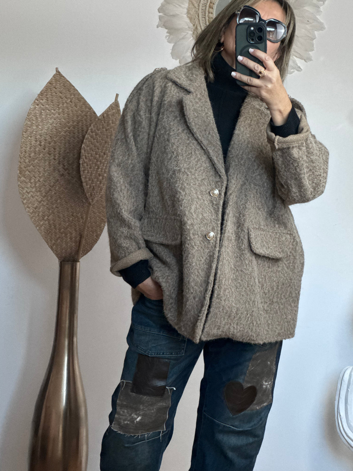 Veste moumoute taupe