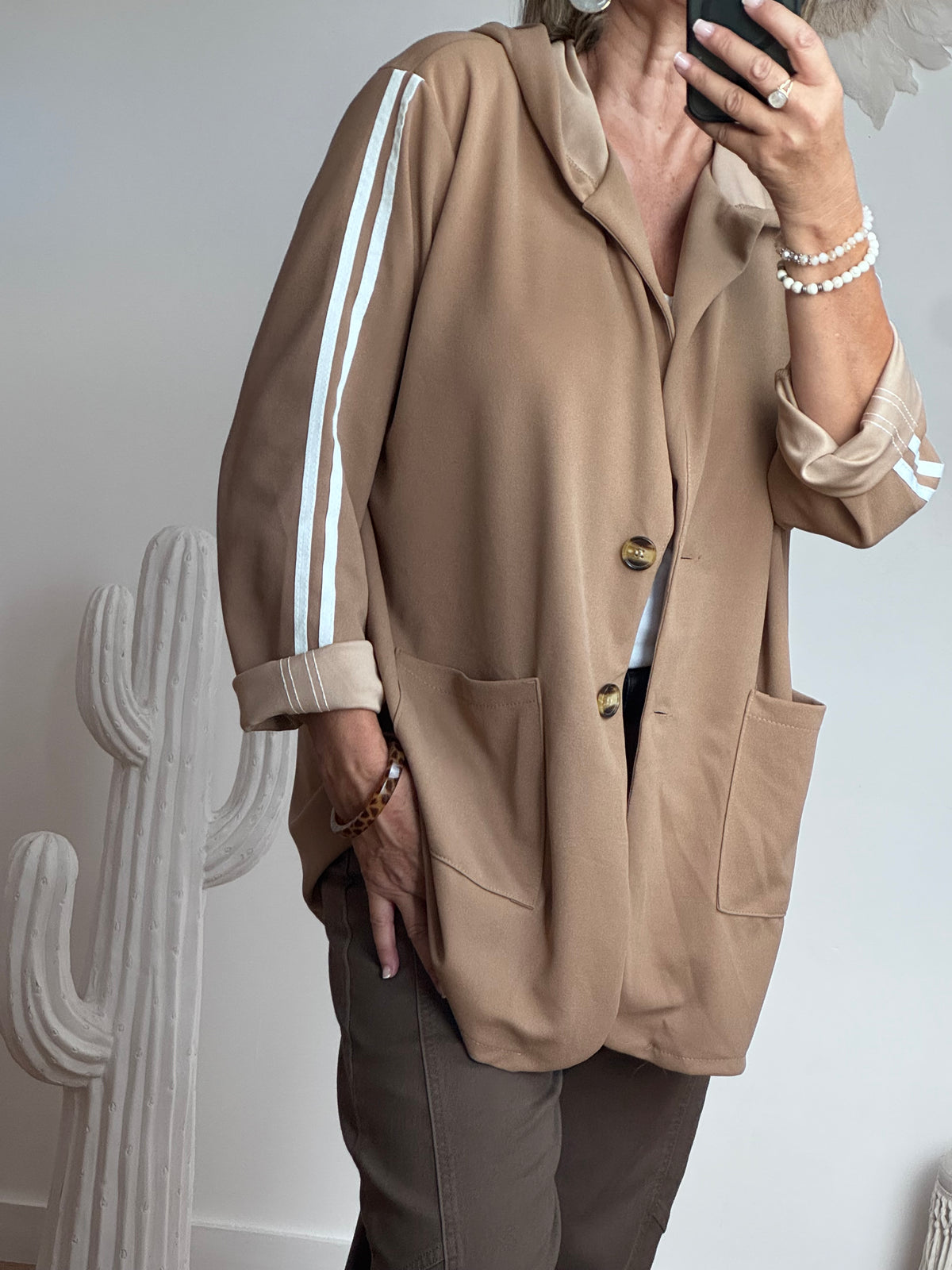 Veste casuel camel jolie forme