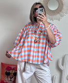 Blouse vichy orange /bleu
