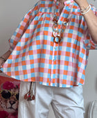 Blouse vichy orange /bleu