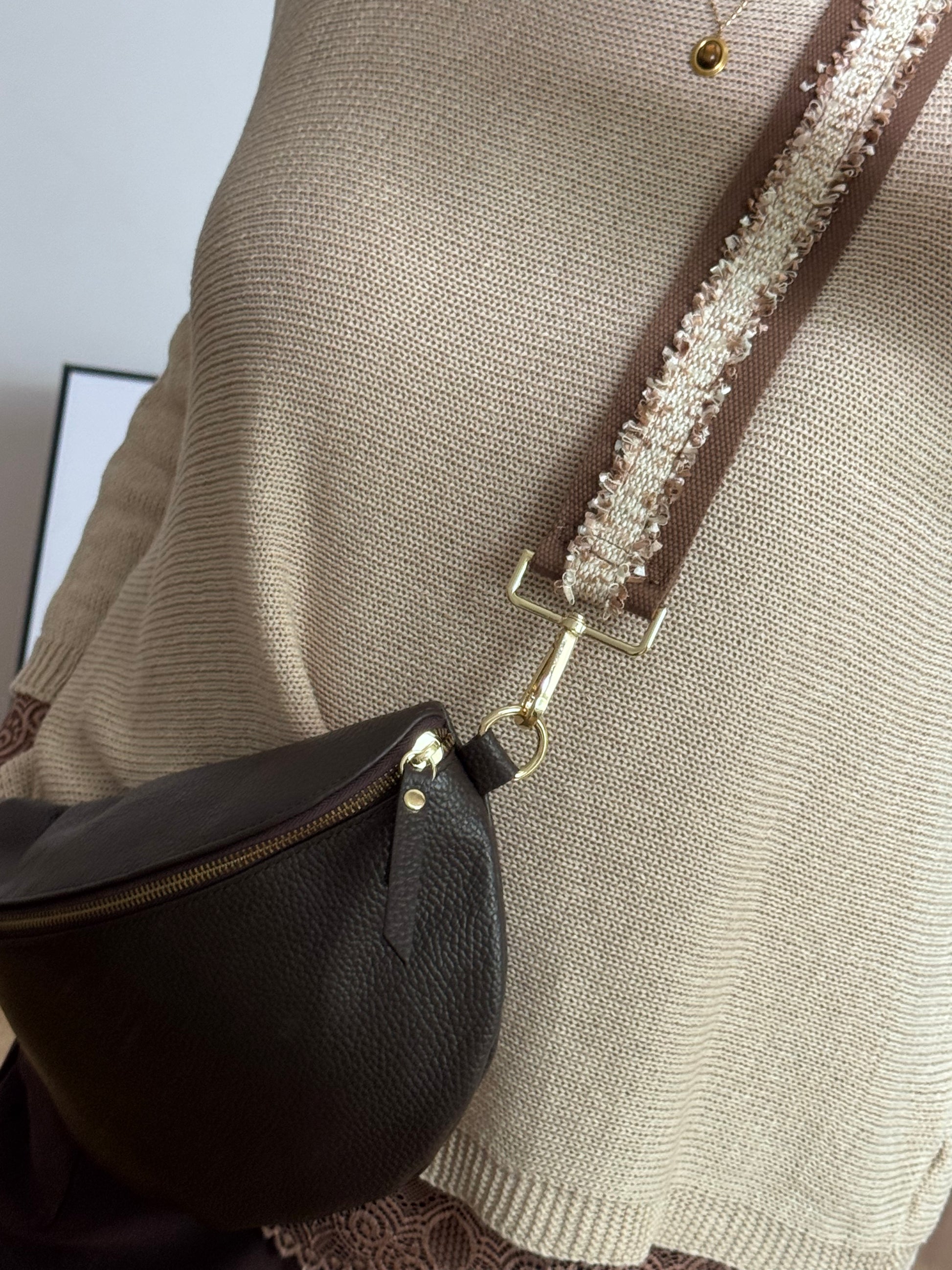Sac banane cuir marron + 2 sangles