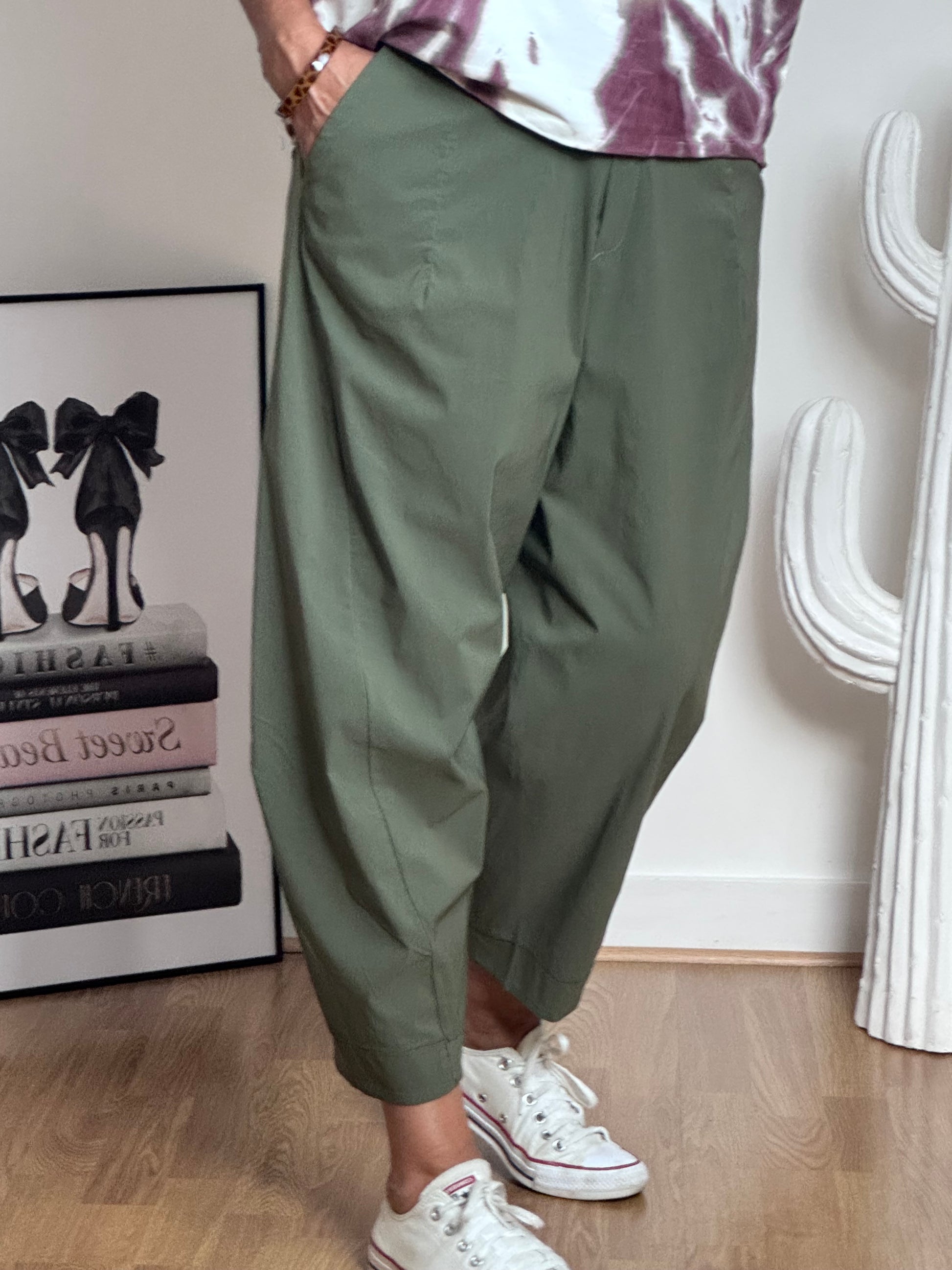 Pantalon style japonais kaki