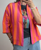 Veste kimono orange et rose