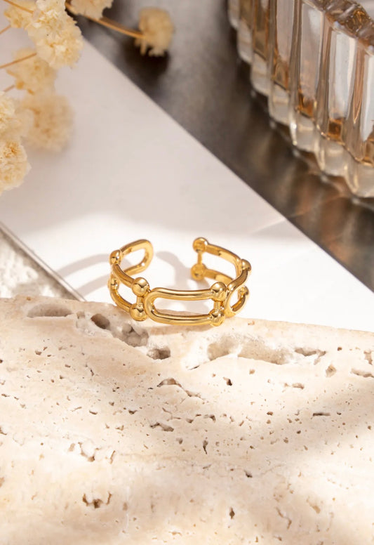 Bague maillons ovales dorée ou argentée