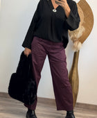 Pantalon barrel lie de vin