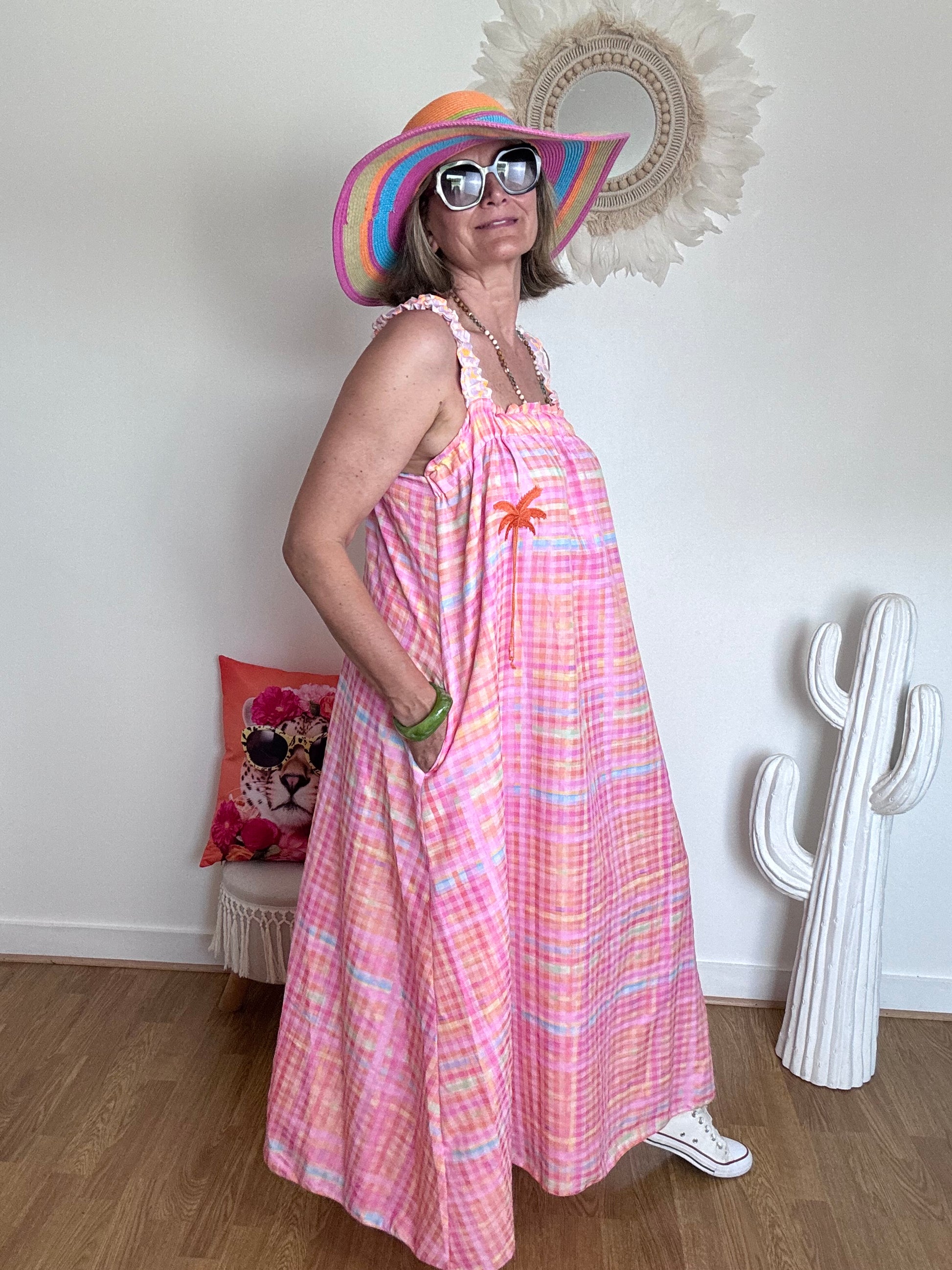 Robe Vichy multicolore fluo