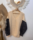 Pull crème manches jeans TU 44/50