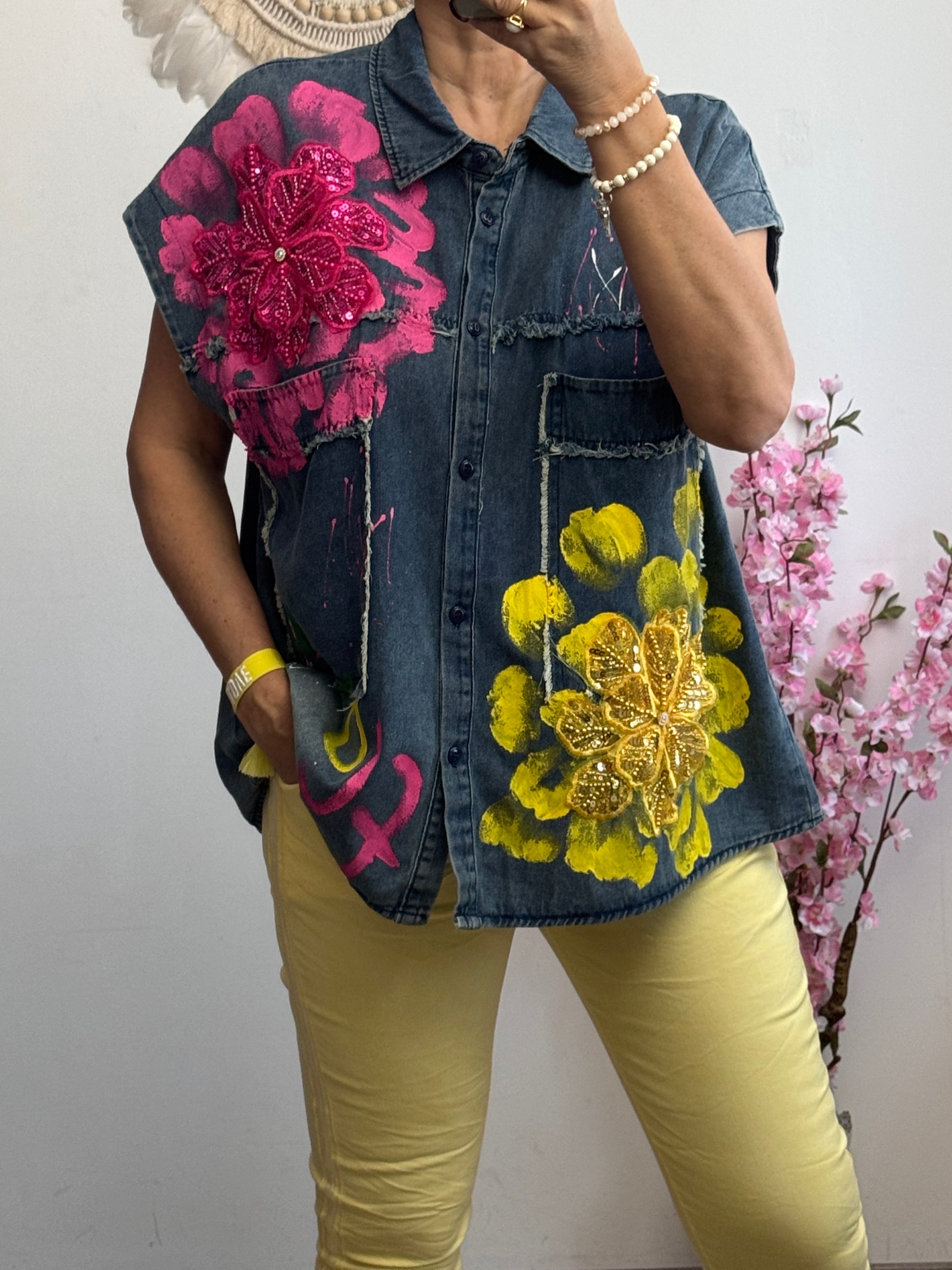 Chemise jeans Flowers