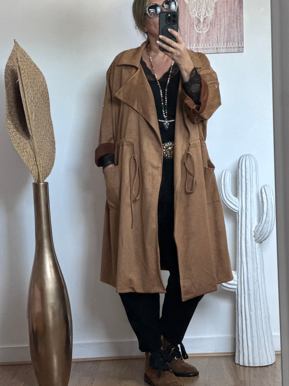 Manteau Arizona suédine camel