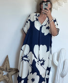 Robe floral marine/blanc TU 40/48