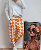 Pantalon jog sarouel jacquard orange