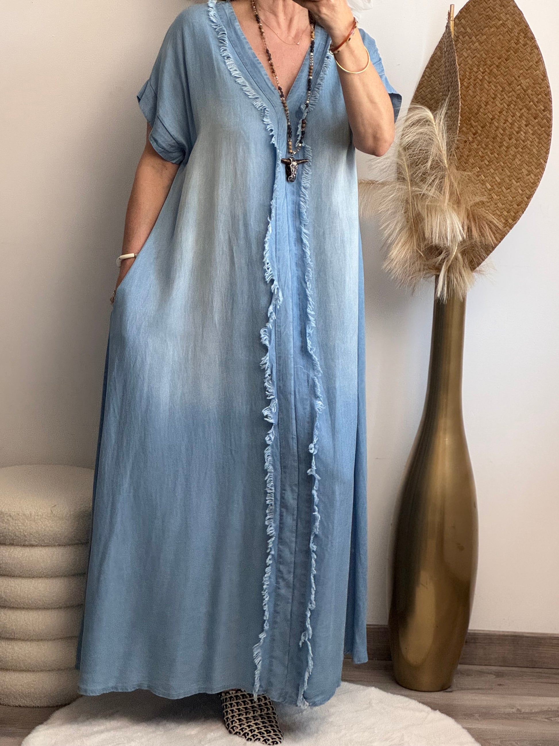 Robe longue bohème bleu TU 38/46