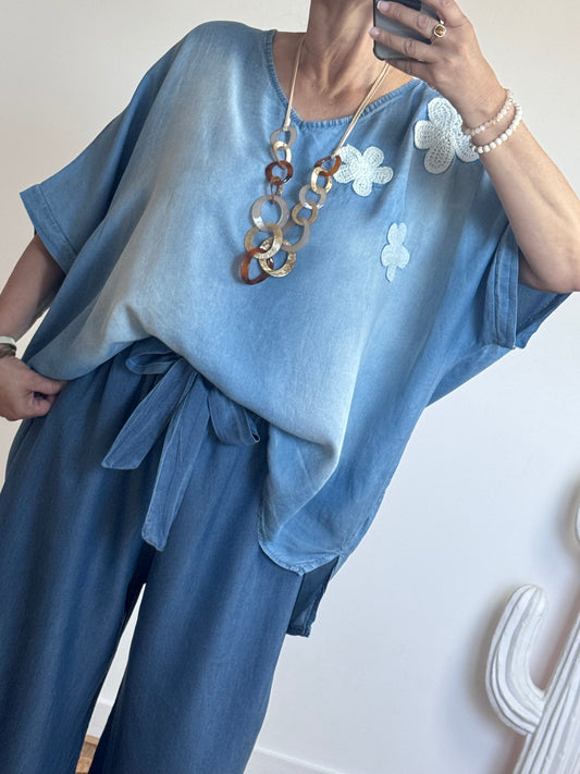 Blouse bohème fleurs brisées TU 46/52