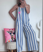 Salopette rayée bleue palmier