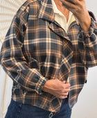 Blouson loose carreaux bleus