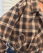 Blouson loose carreaux marron