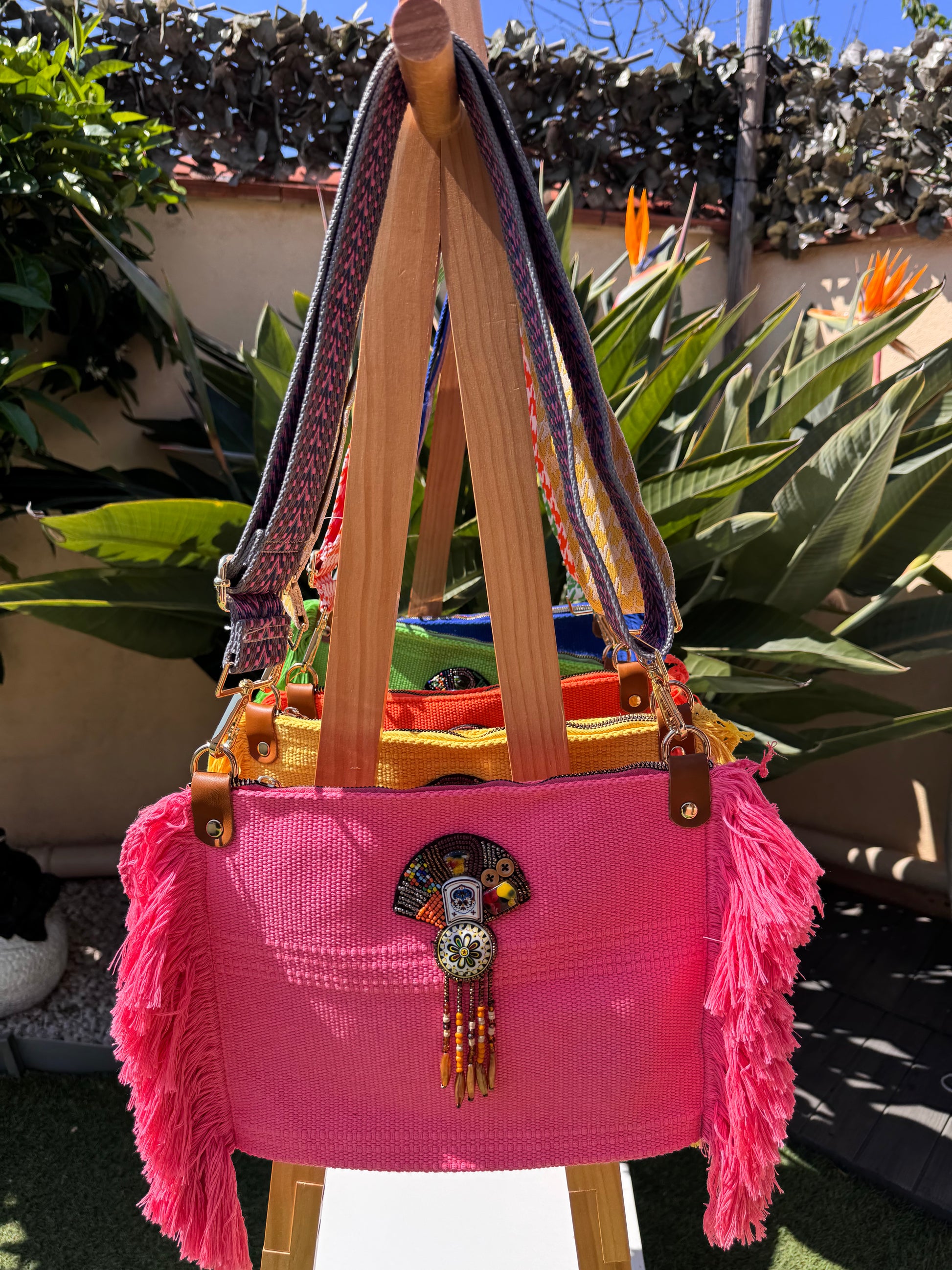 Sac bohème rose