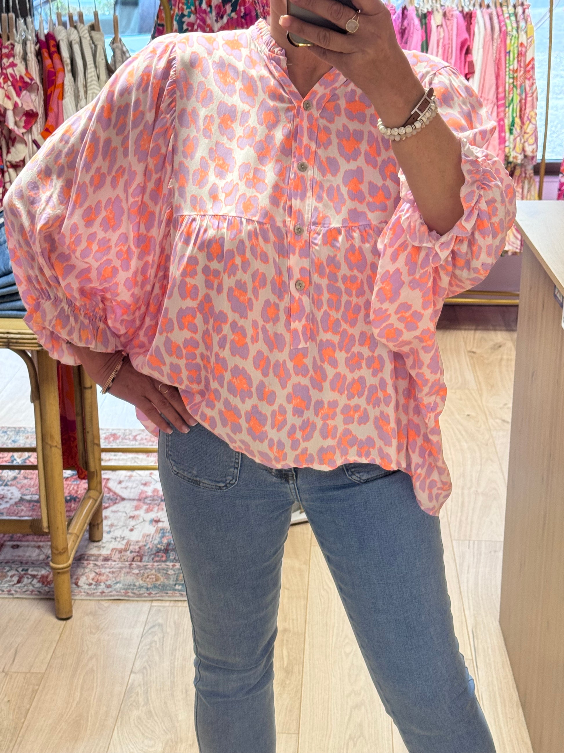 Blouse Léo Lila et corail