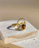 Bague ajustable ovale avec pierre naturelle