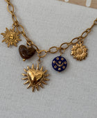 Parure collier et bracelet breloques bleues