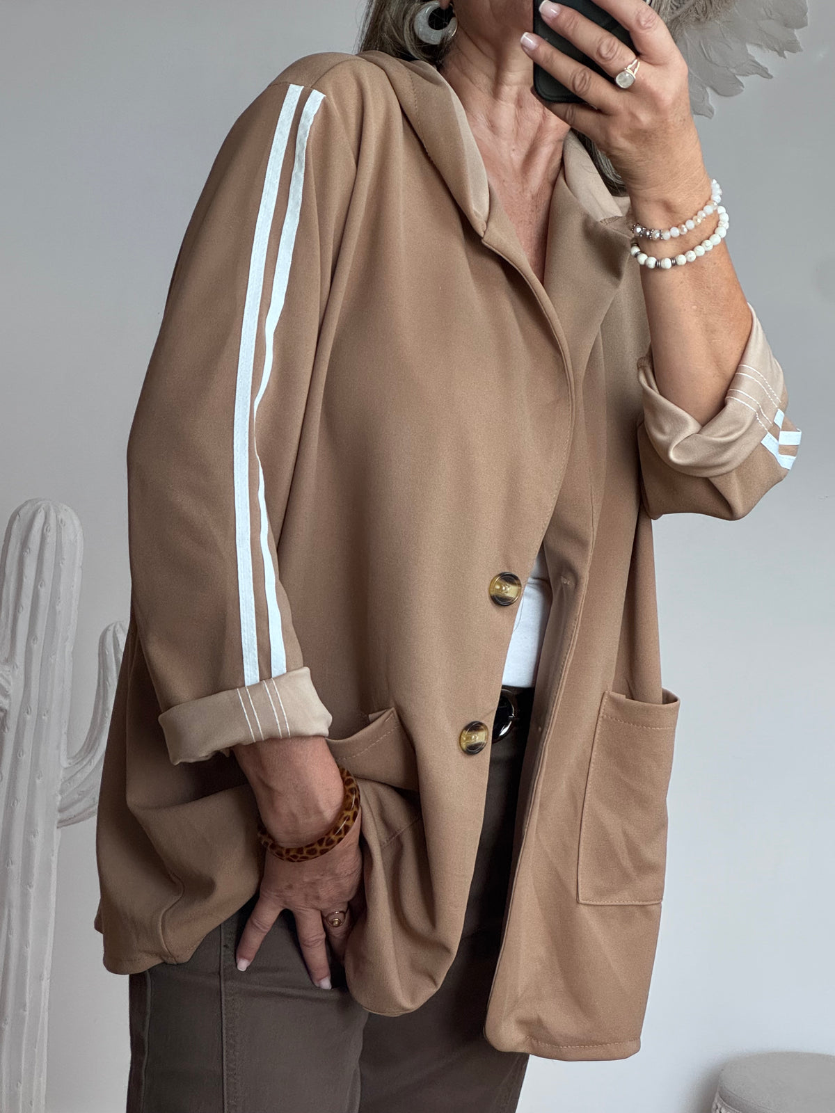 Veste casuel camel jolie forme