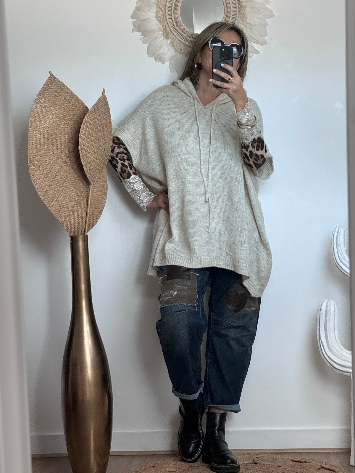 Pull oversize crème