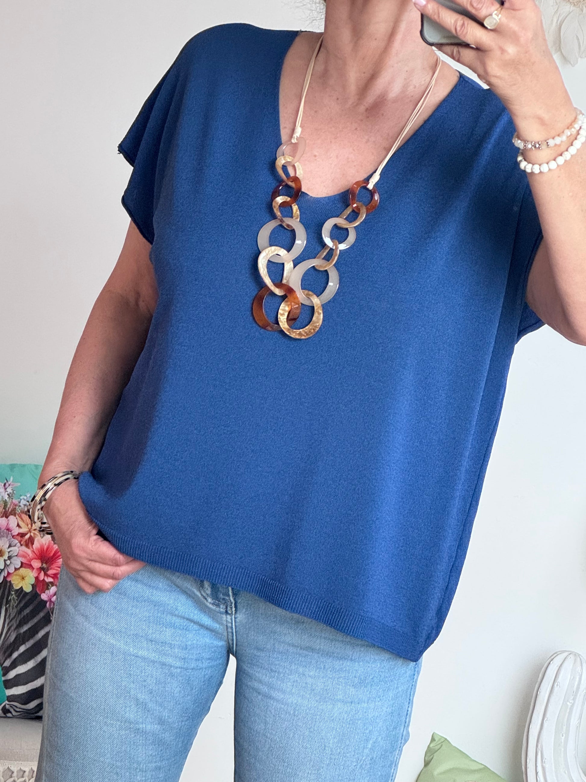 Teeshirt maille fine marine TU 36/46