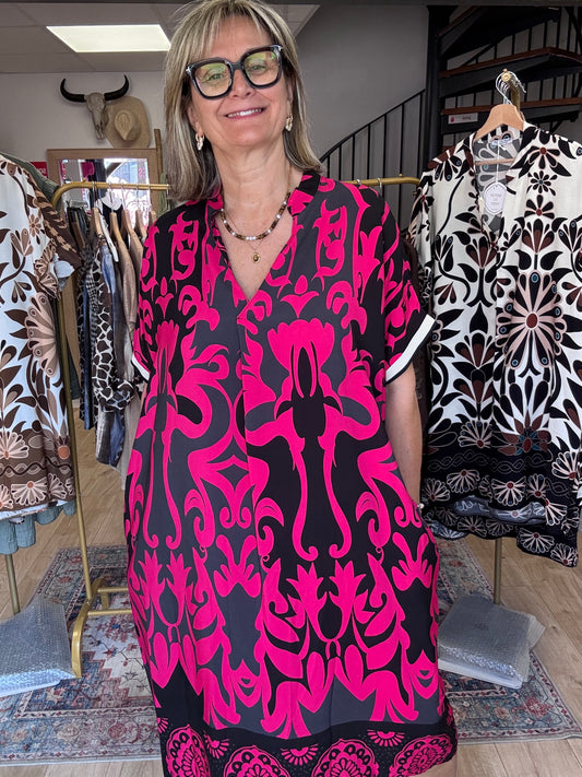 Robe arabesque noir fuchsia TU 40/48