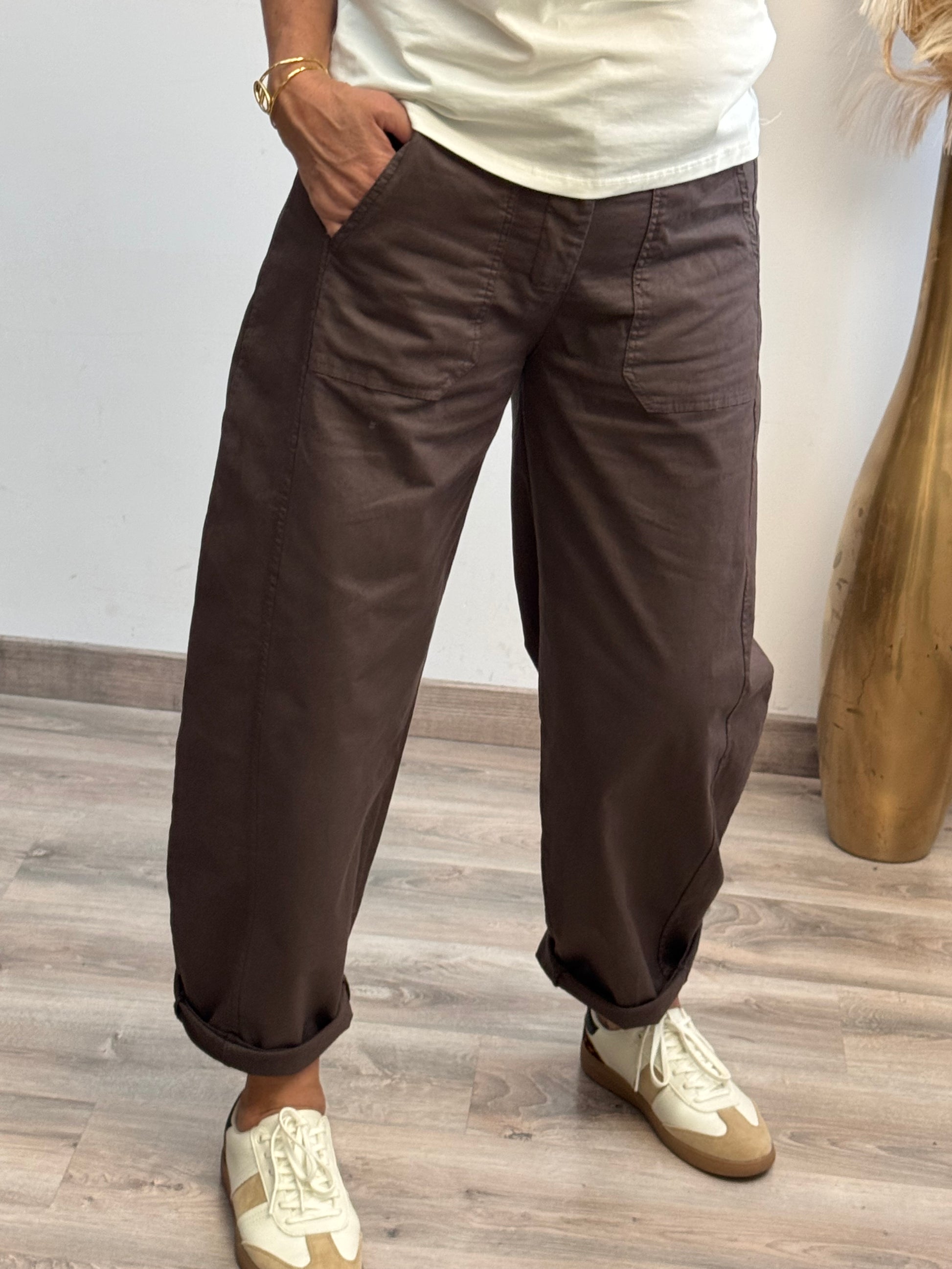 Pantalon barrel marron