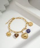 Parure collier et bracelet breloques bleues