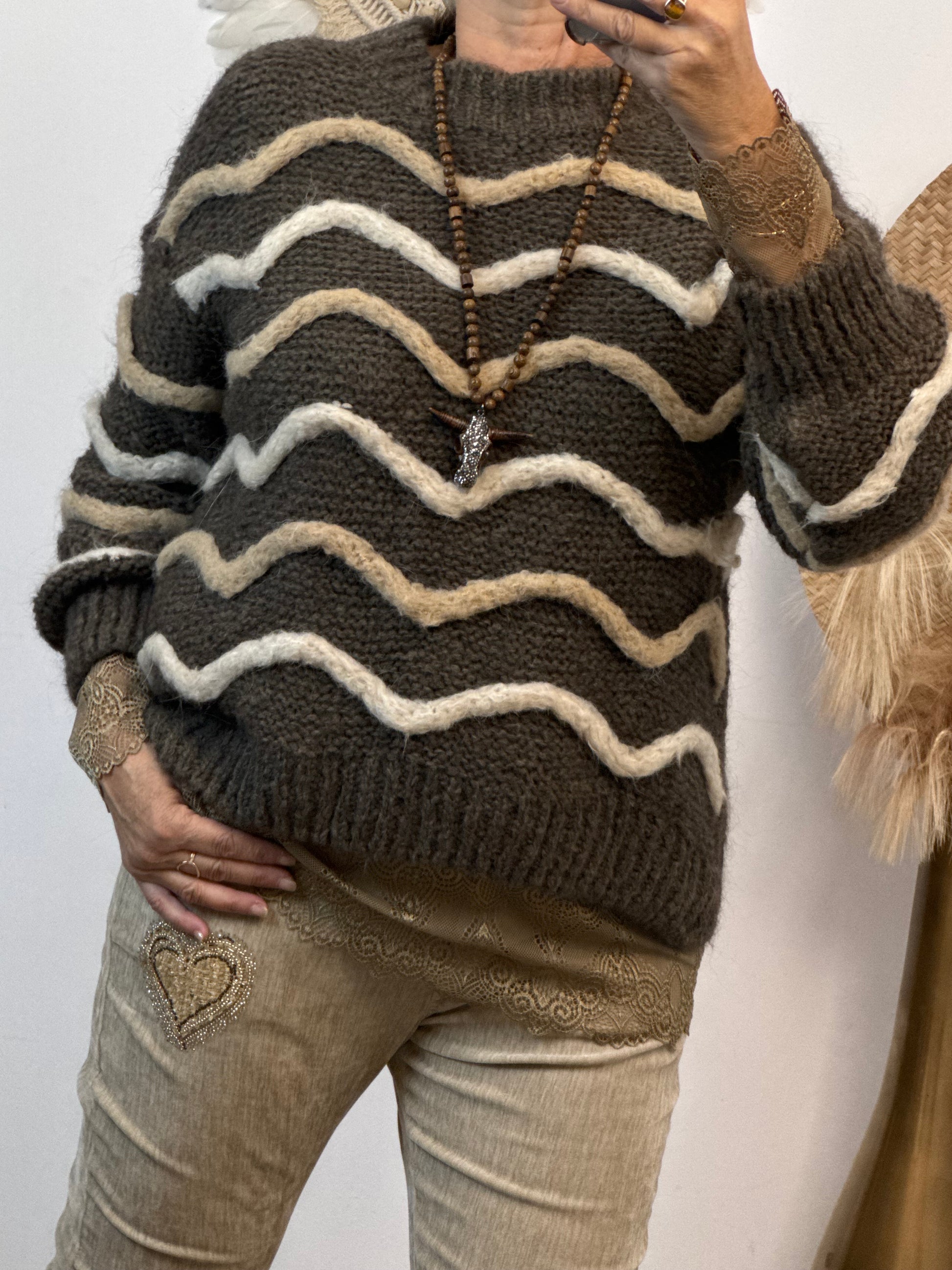 Pull d’hiver marron taupe