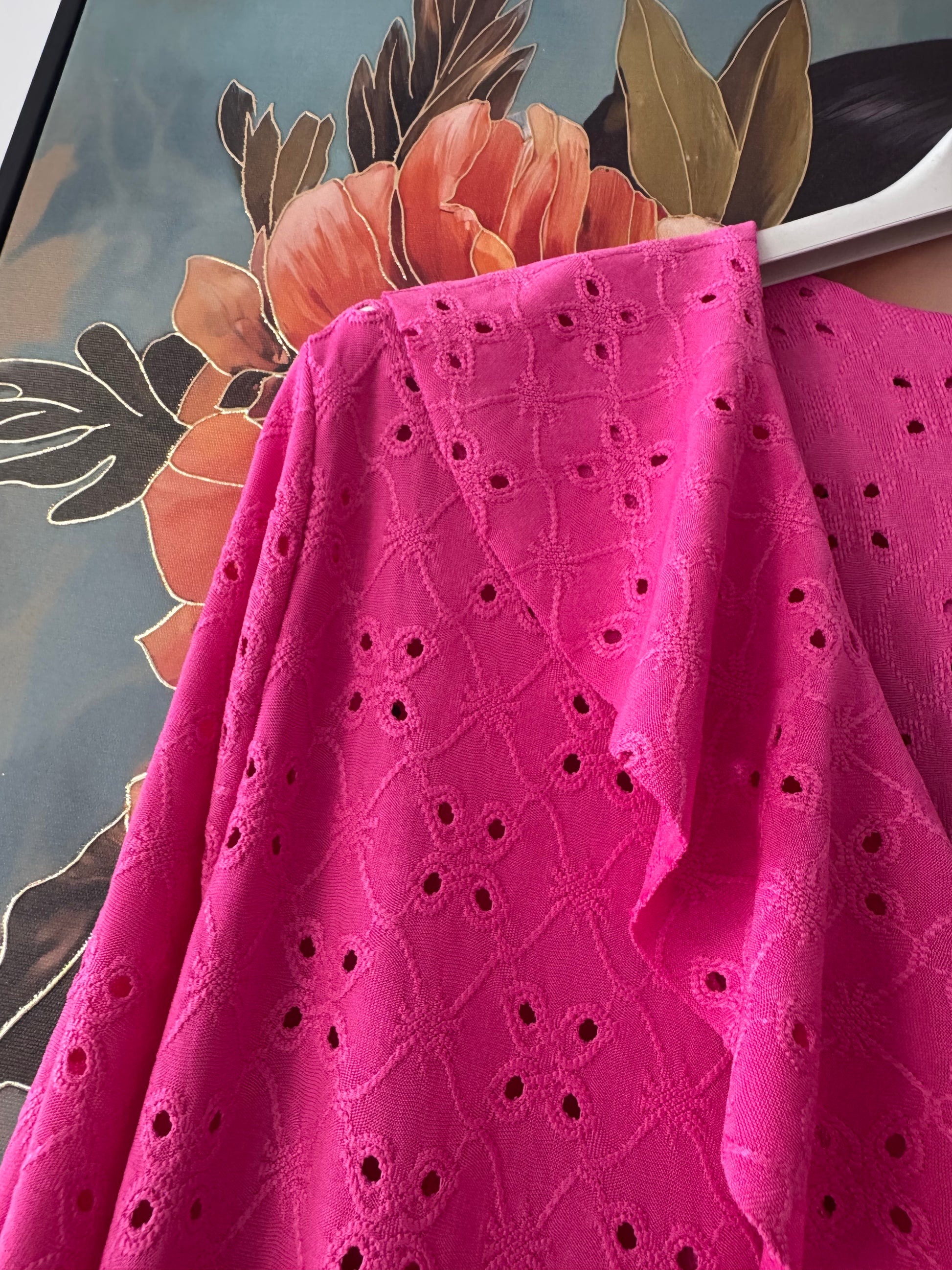 Blouse broderie anglaise fuchsia