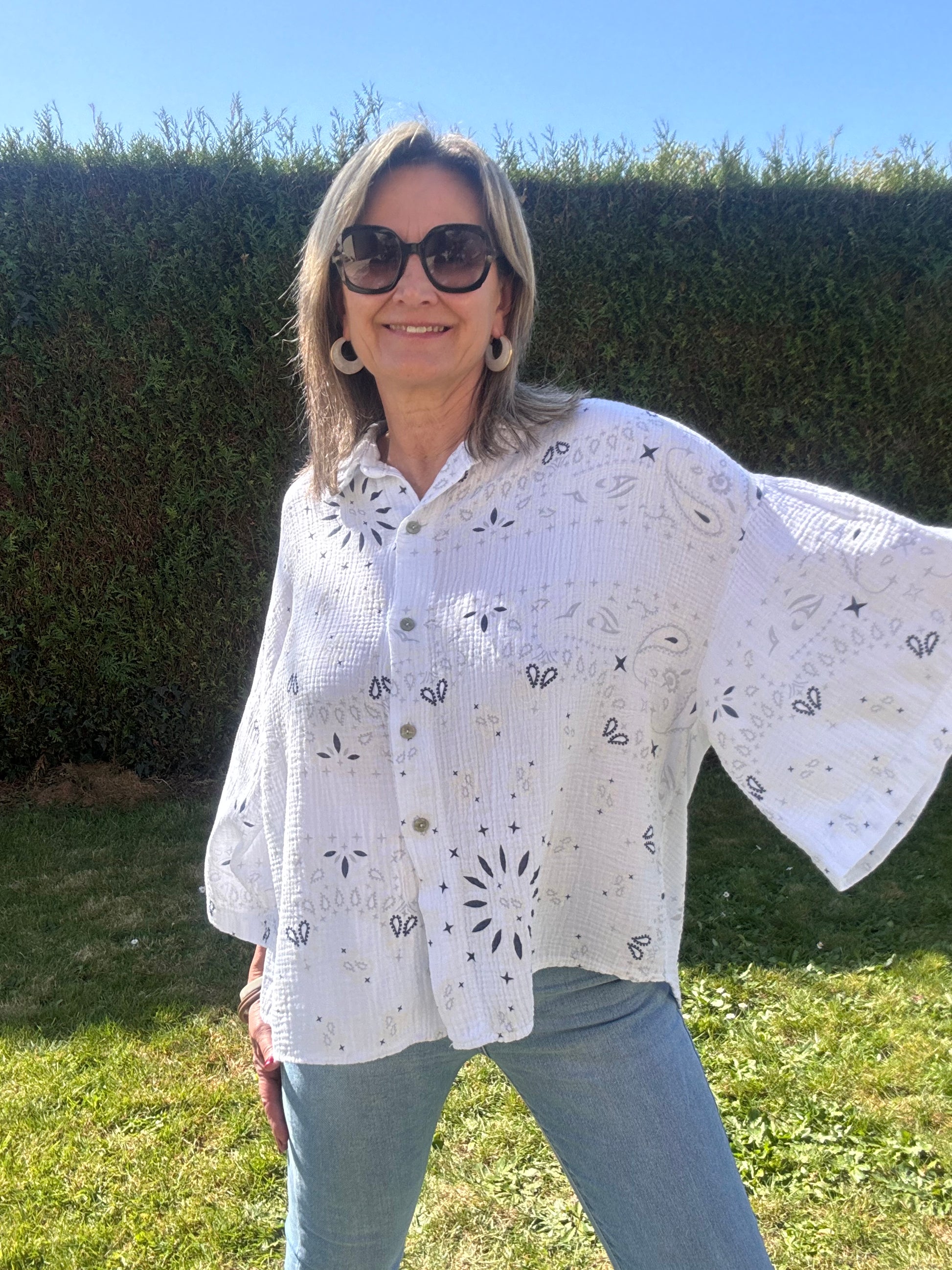 Chemise oversize bandana blanc