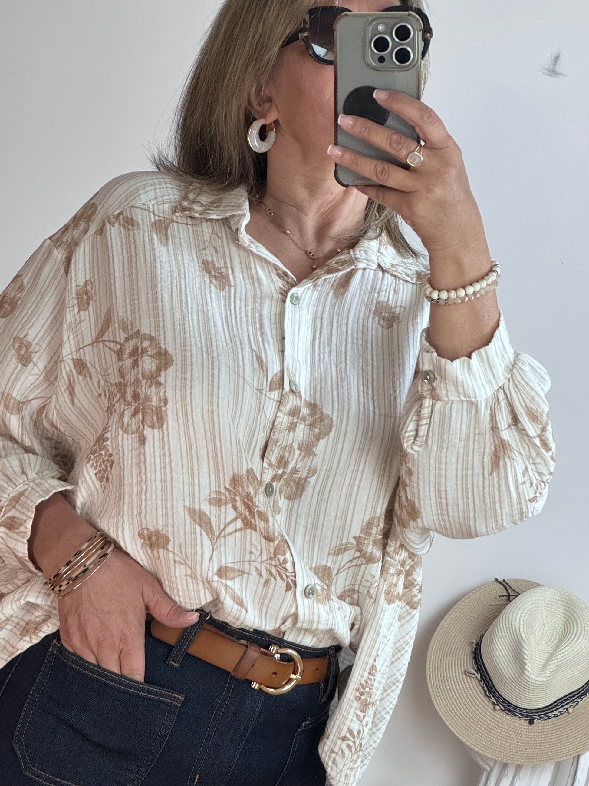 Chemise Jade floral beige