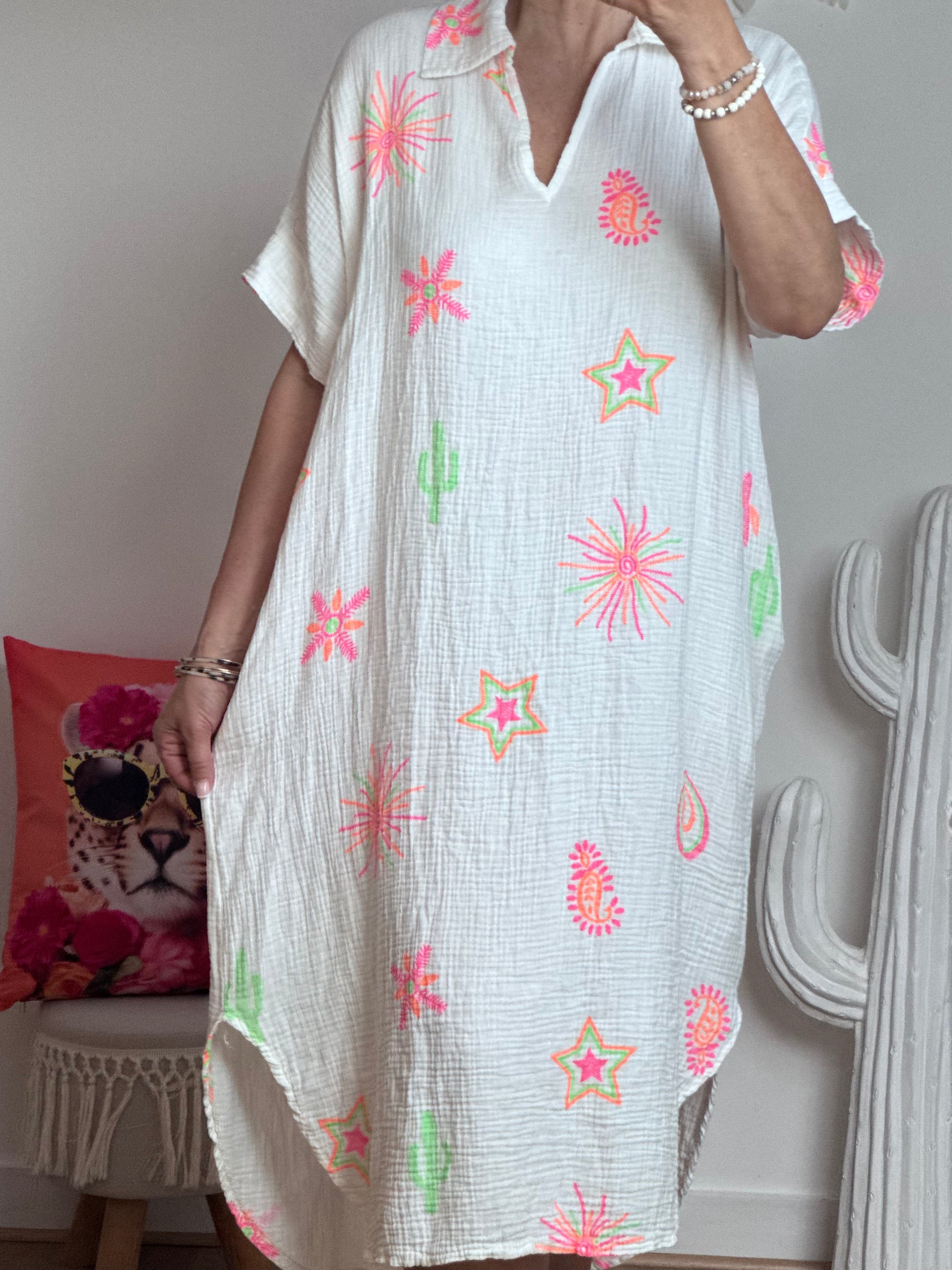 Robe gaze de coton blanche