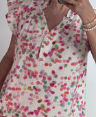 Blouse brodée bulles multicolores